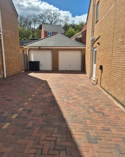 Block-paved driveway after cleaning