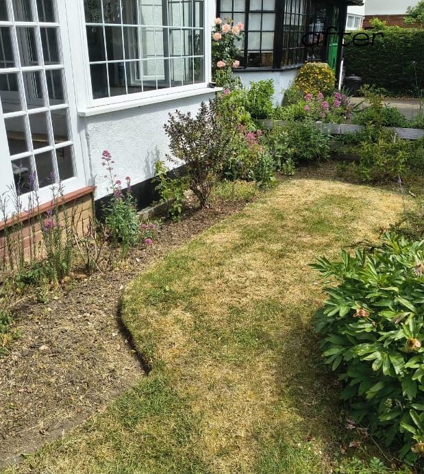 Neatly edged front lawn